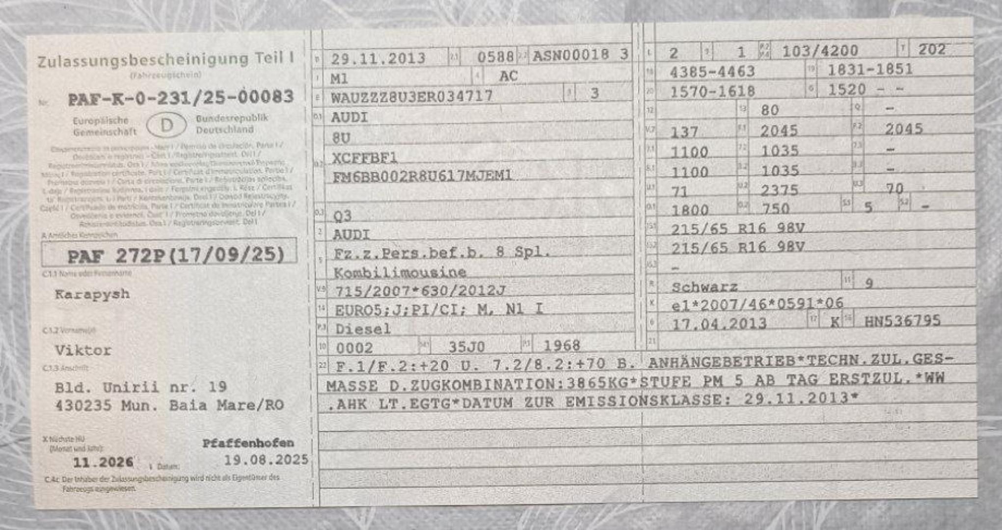 Cumpara/ Vinde online Audi Q3 2013 SH, la cel mai bun pret pentru tine!